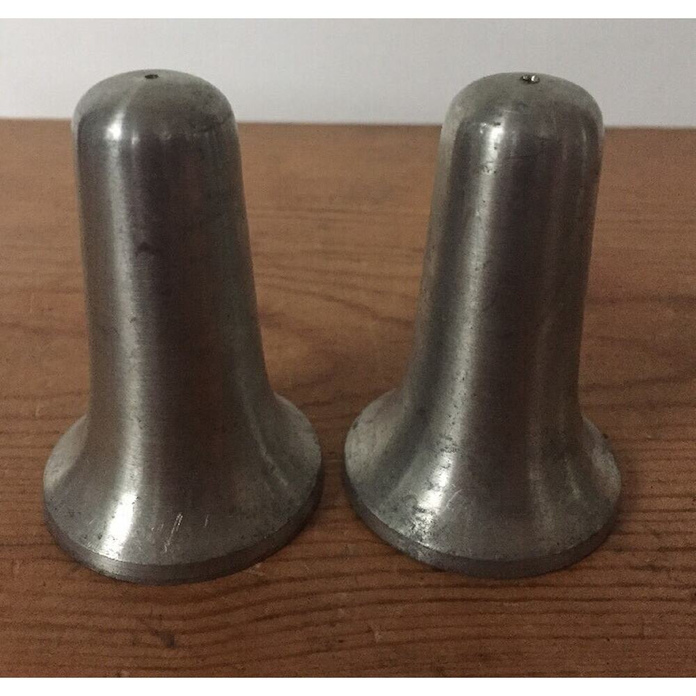 Pair Vtg Danish Mid Century Modern Kalmar Norway Pewter Salt Pepper Shakers Set
